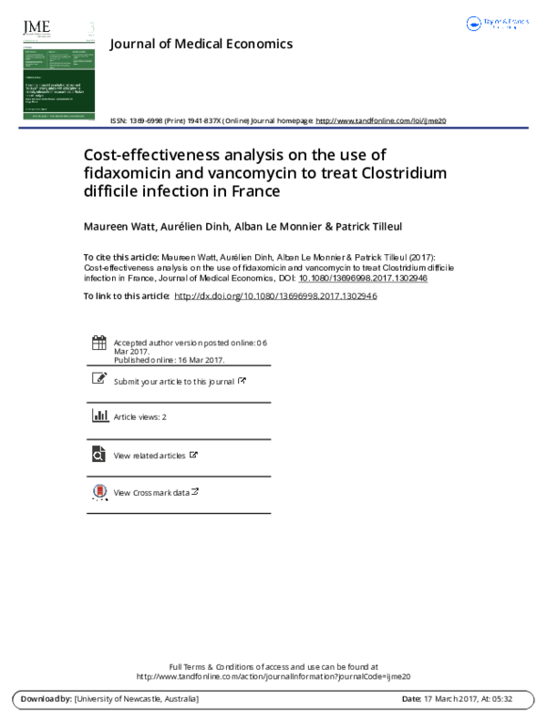 (PDF) Cost-effectiveness analysis on the use of fidaxomicin and ...