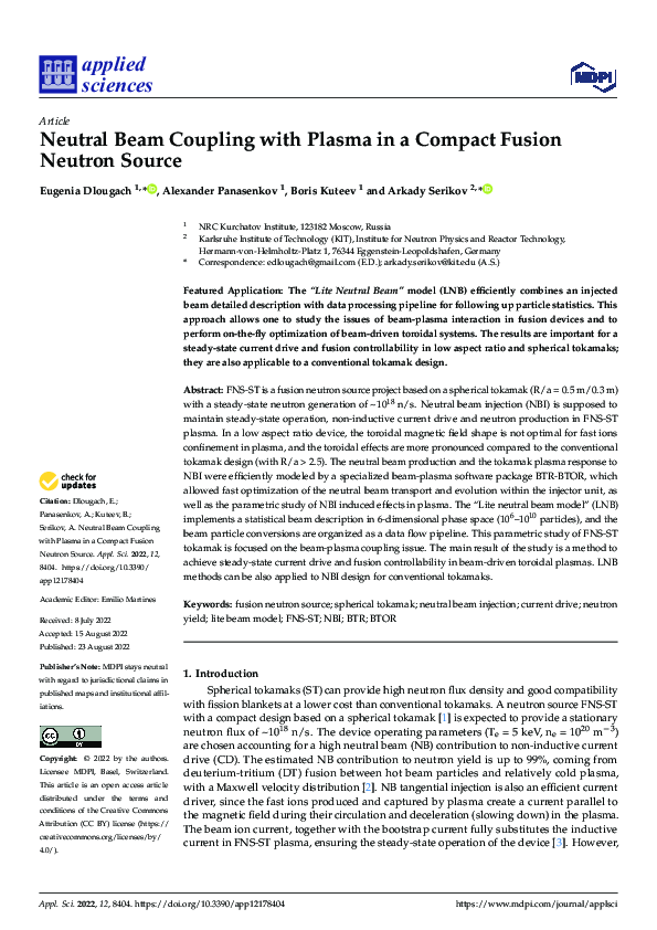 (PDF) Neutral Beam Coupling with Plasma in a Compact Fusion Neutron Source