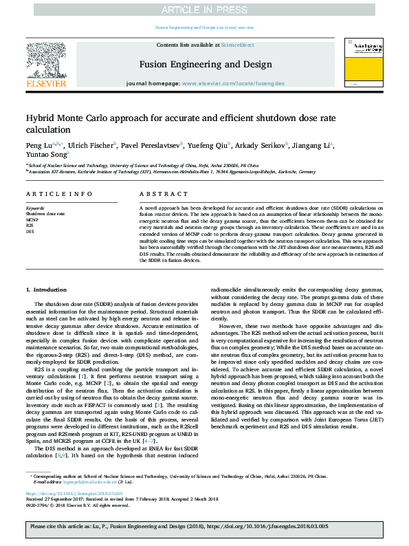 (PDF) Hybrid Monte Carlo approach for accurate and efficient shutdown ...