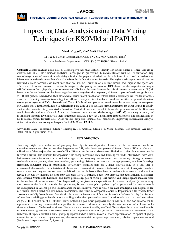(PDF) Improving Data Analysis using Data Mining Techniques for KSOMM ...