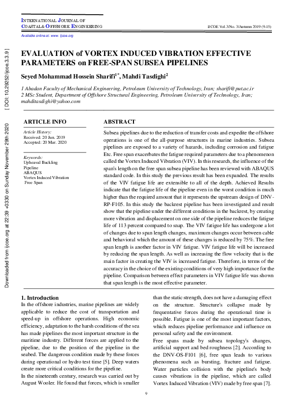 (PDF) Evaluation of Vortex Induced Vibration Effective Parameters on ...