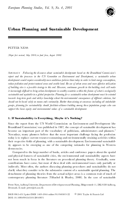 (PDF) Urban Planning and Sustainable Development