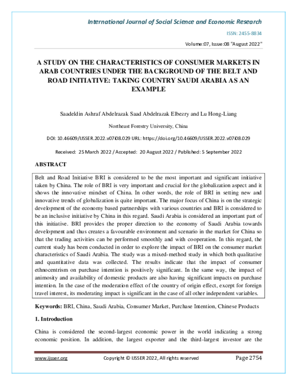 (PDF) A STUDY ON THE CHARACTERISTICS OF CONSUMER MARKETS IN ARAB ...