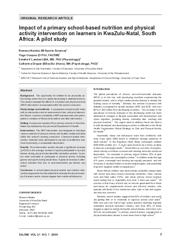 (PDF) Impact of a primary school-based nutrition and physical activity ...