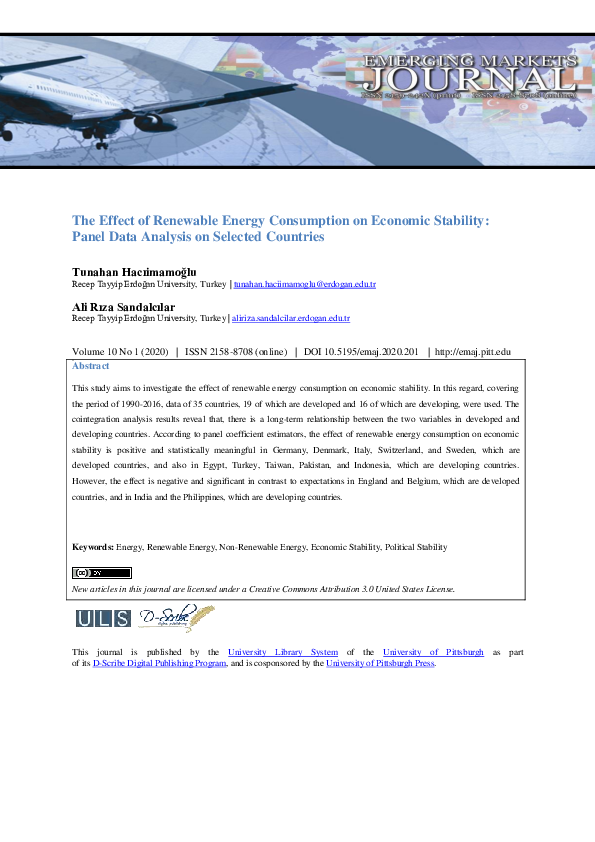 (PDF) The Effect of Renewable Energy Consumption on Economic Stability ...