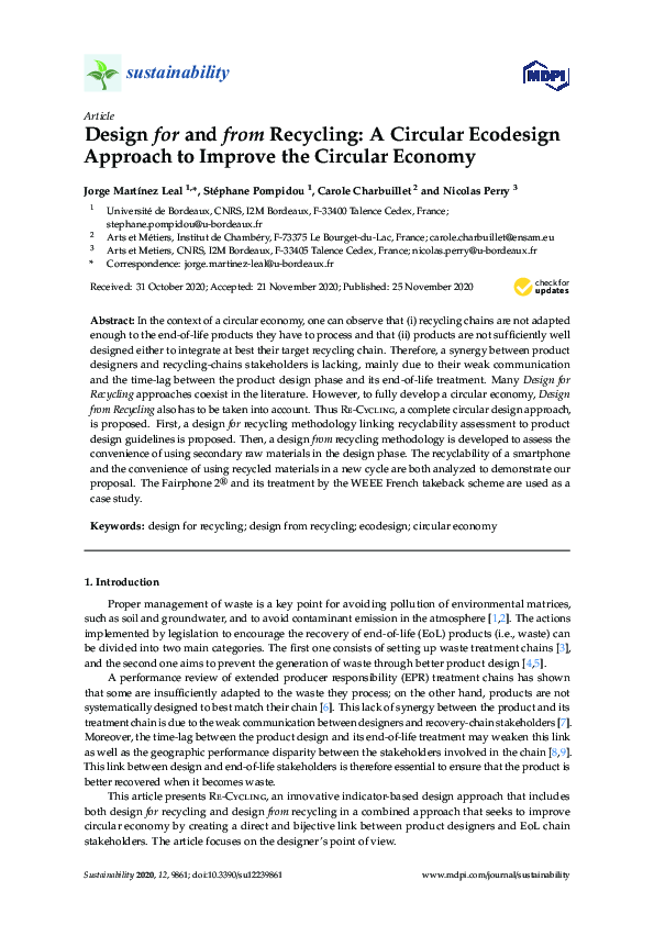 (PDF) Design for and from Recycling: A Circular Ecodesign Approach to ...