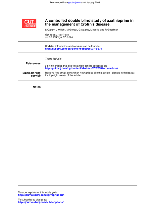 (PDF) A controlled double blind study of azathioprine in the management ...