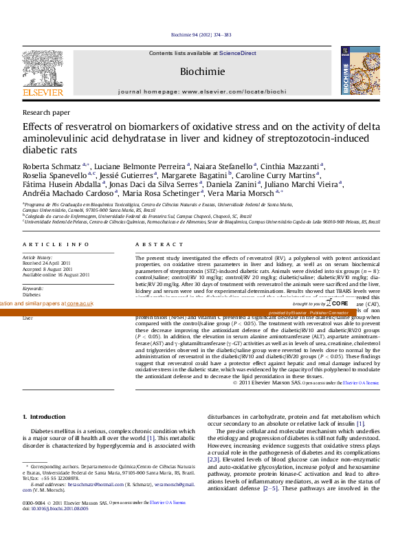 (PDF) Effects of resveratrol on biomarkers of oxidative stress and on ...