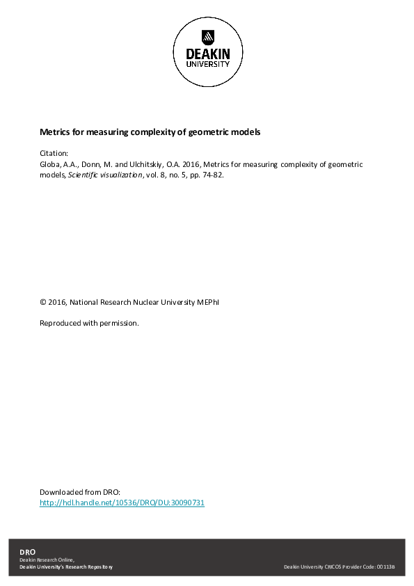 (PDF) Metrics for measuring complexity of geometric models