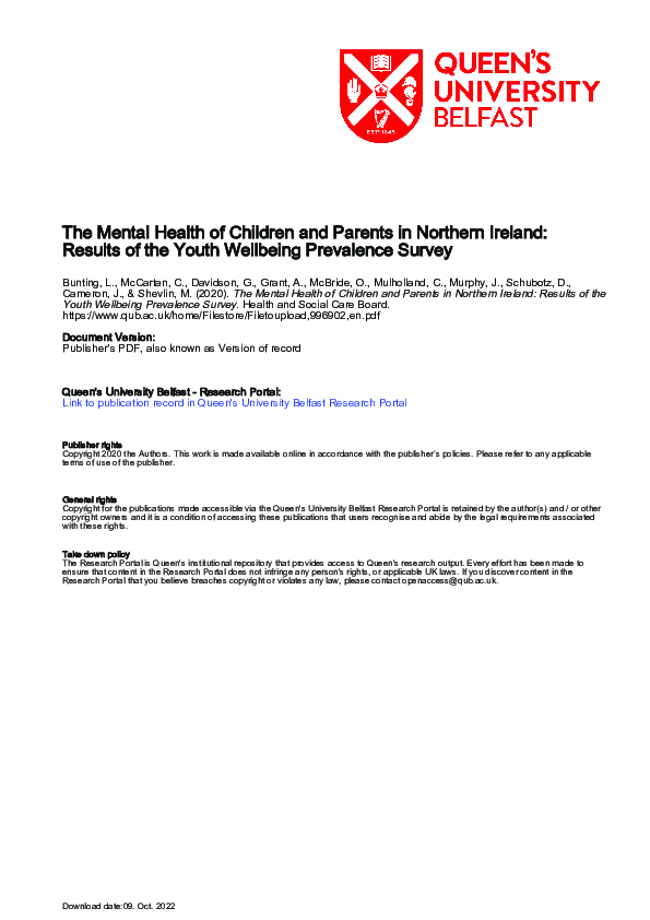(PDF) The Mental Health of Children and Parents in Northern Ireland ...