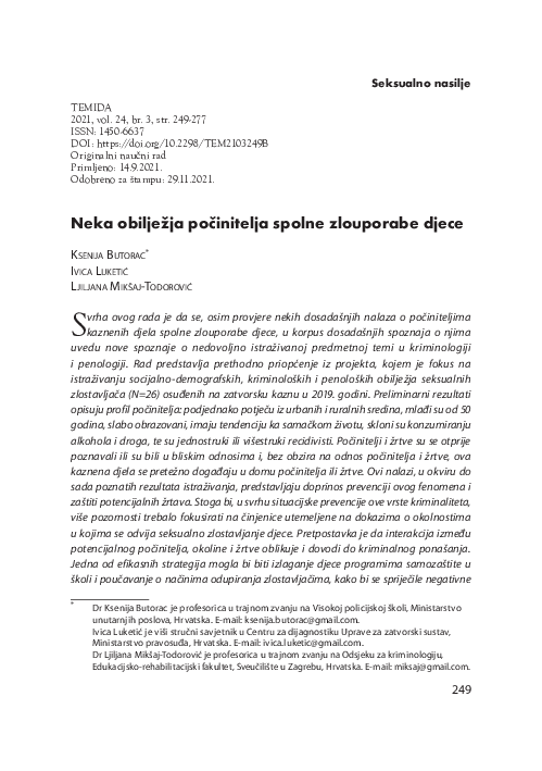 (PDF) Some characteristics of perpetrators of child sexual abuse