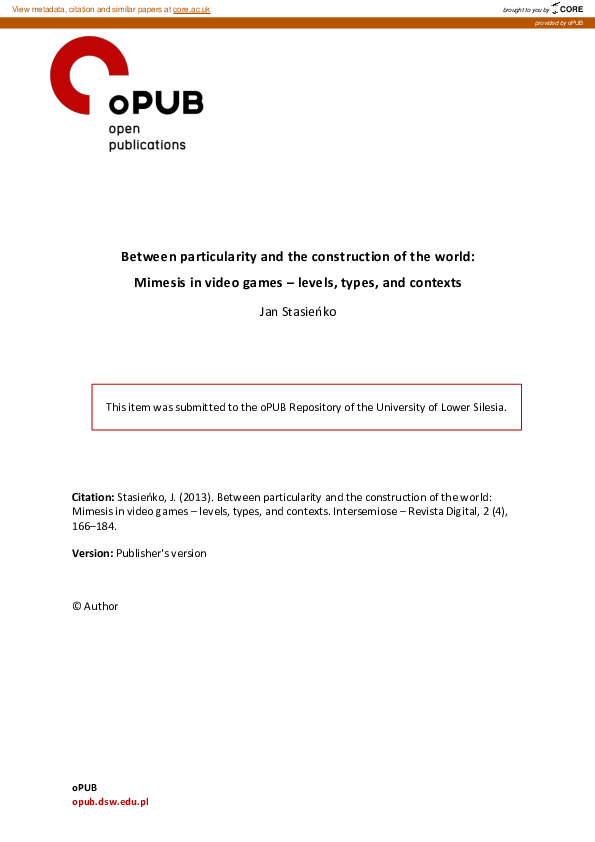 (PDF) Between particularity and the construction of the world: Mimesis ...