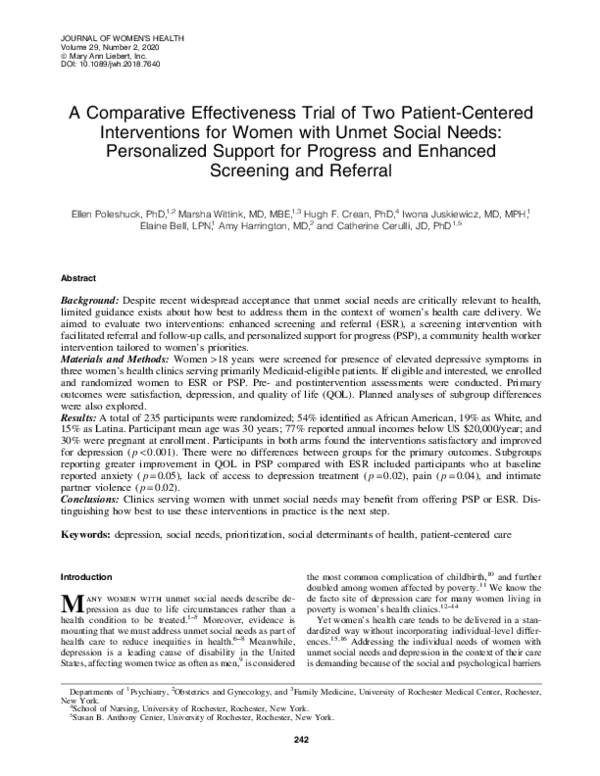 (PDF) A Comparative Effectiveness Trial of Two Patient-Centered ...