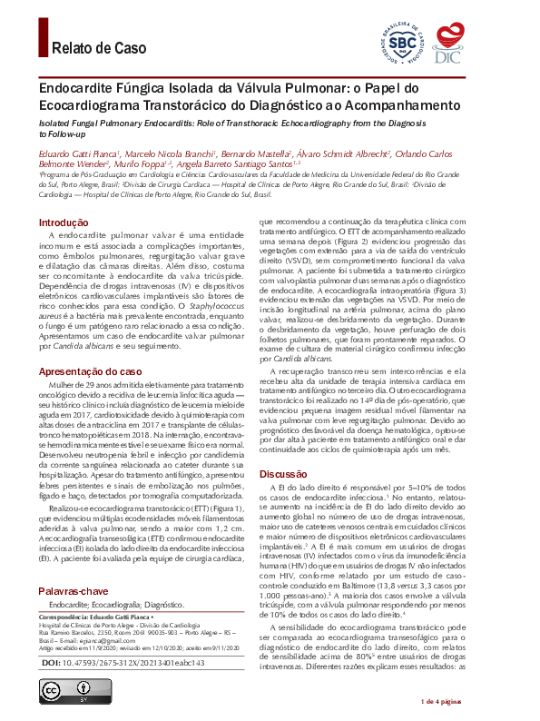 (PDF) Isolated Fungal Pulmonary Endocarditis: Role of Transthoracic ...