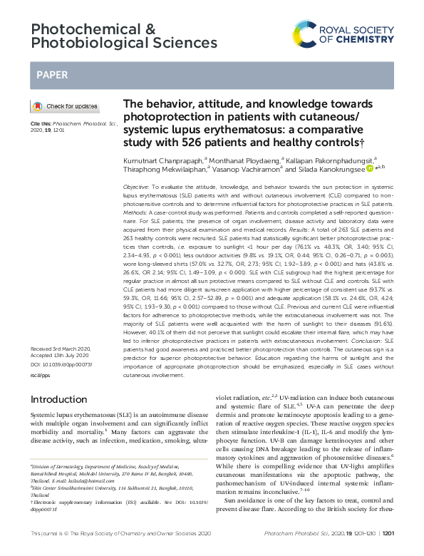 (PDF) The behavior, attitude, and knowledge towards photoprotection in ...