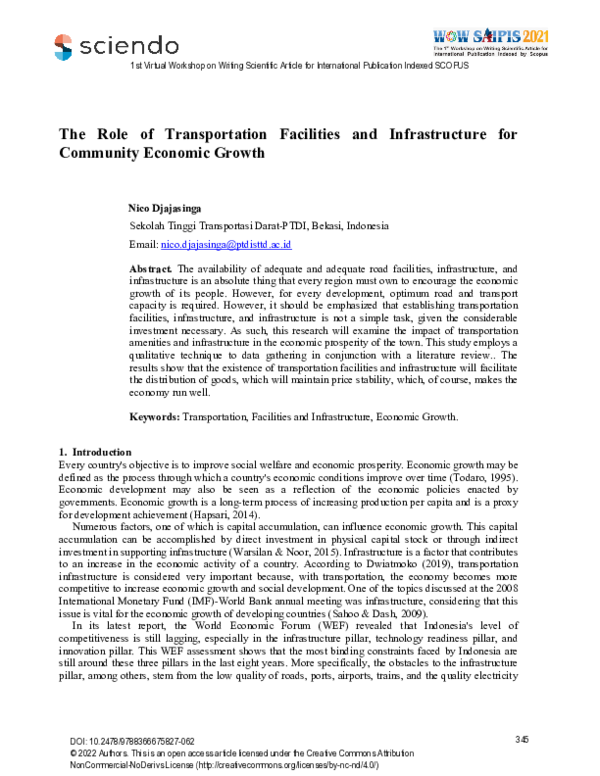 (PDF) The Role of Transportation Facilities and Infrastructure for ...