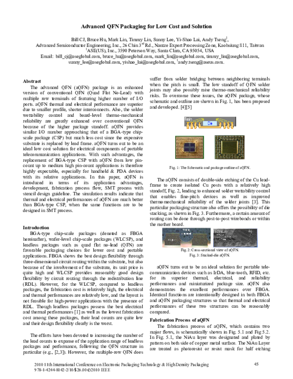 (PDF) Advanced QFN packaging for low cost and solution Bruce Hu