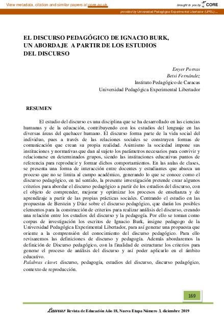 (PDF) El Discurso Pedagógico De Ignacio Burk, Un Abordaje a Partir De ...