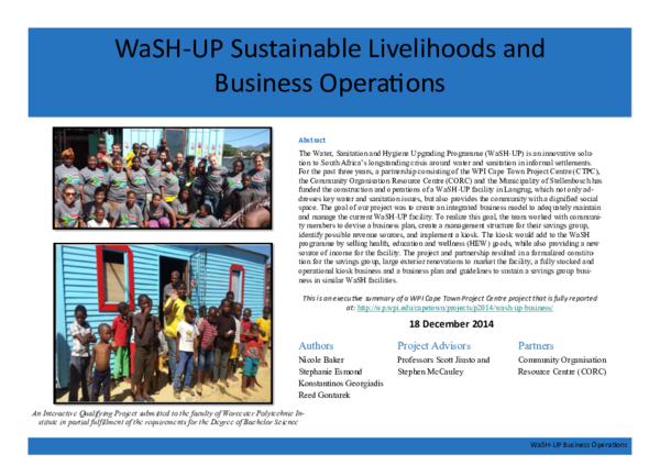 (PDF) WaSH-UP Sustainable Livelihoods and Business Operations