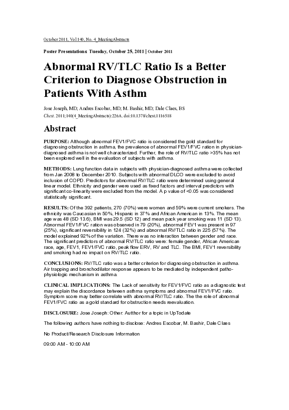 (PDF) Abnormal RV/TLC Ratio Is a Better Criterion to Diagnose ...