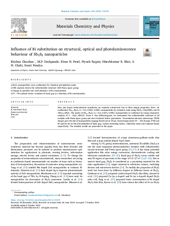 (PDF) Influence of Bi substitution on structural, optical and ...