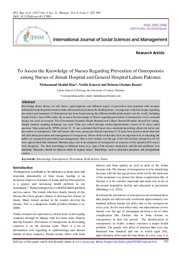 (PDF) To Assess the Knowledge of Nurses Regarding Prevention of ...