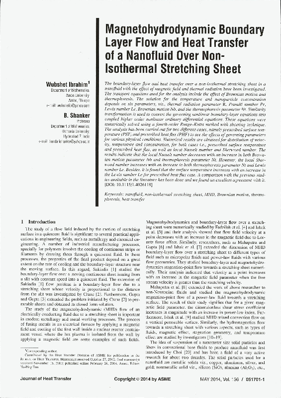 (PDF) Magnetohydrodynamic Boundary Layer Flow and Heat Transfer of a ...