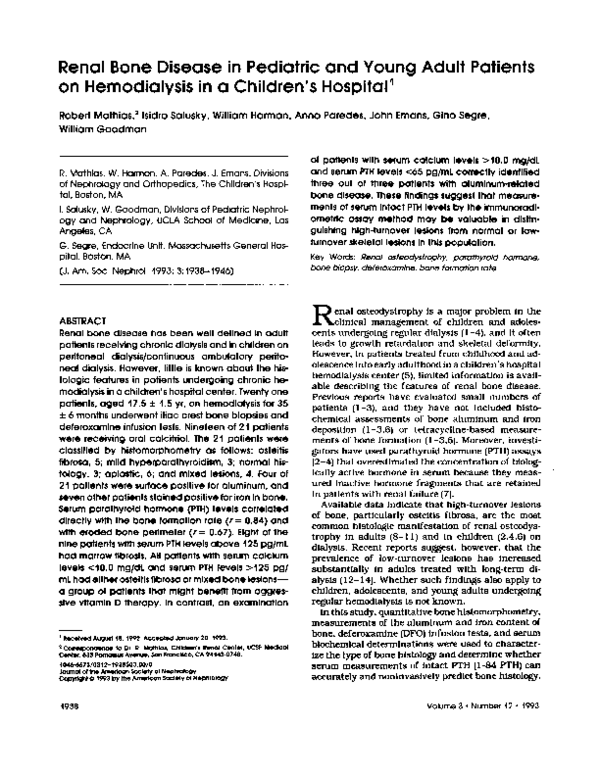 (PDF) Renal bone disease in pediatric and young adult patients on ...