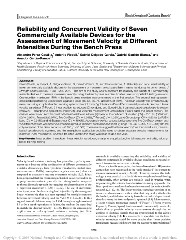 (PDF) Reliability and Concurrent Validity of Seven Commercially ...