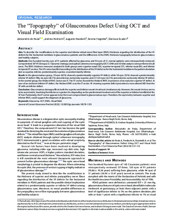 (PDF) The “Topography” of Glaucomatous Defect Using OCT and Visual ...
