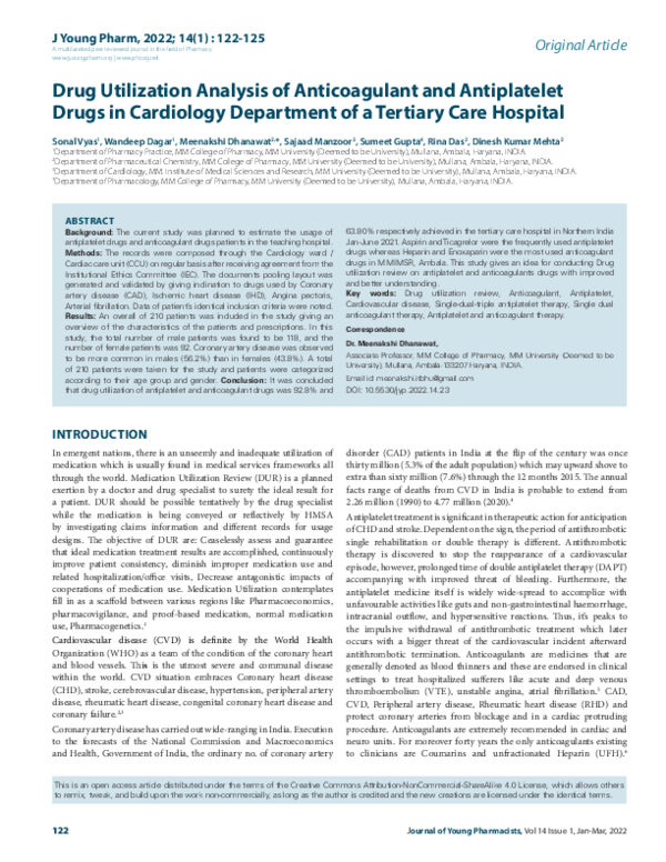 (PDF) Drug Utilization Analysis of Anticoagulant and Antiplatelet Drugs ...