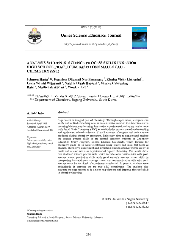 (PDF) Analysis Students’ Science Process Skills in Senior High School