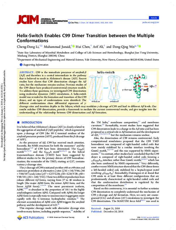 (PDF) Helix-Switch Enables C99 Dimer Transition between the Multiple ...