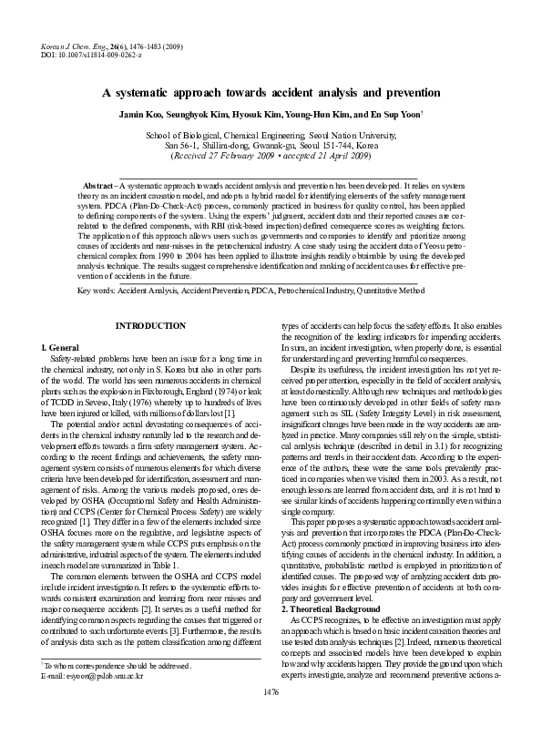 (PDF) A systematic approach towards accident analysis and prevention