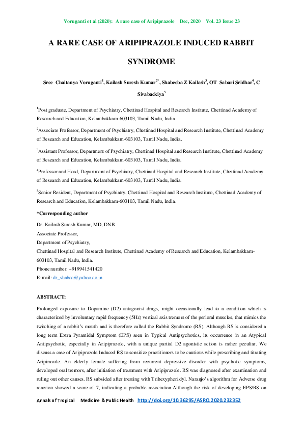 (PDF) A Rare Case of Aripiprazole Induced Rabbit Syndrome