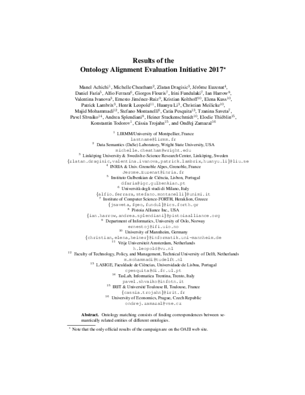 (PDF) Results of the ontology alignment evaluation initiative 2017?