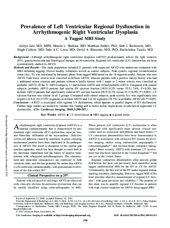 (PDF) Left Ventricular Dysfunction in Arrhythmogenic Right Ventricular ...