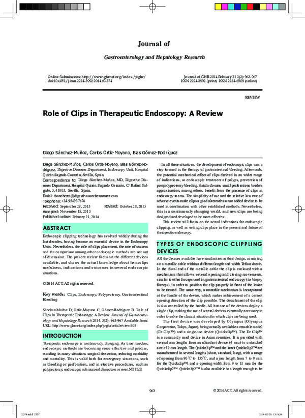 (PDF) Diagnostic and Therapeutic Role of Endoscopy A. Tesi Academia.edu