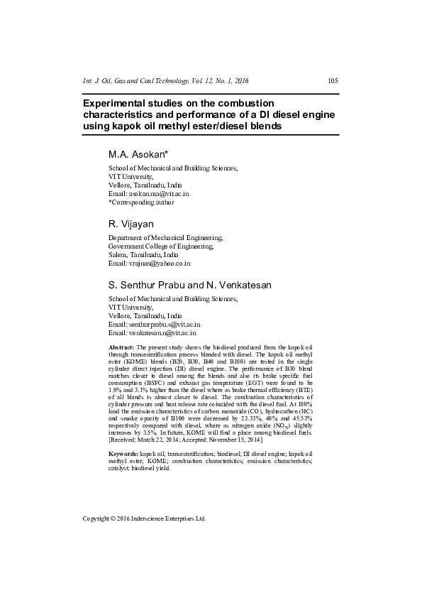 (PDF) Experimental studies on the combustion characteristics and ...