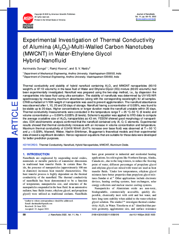 (PDF) Experimental Investigation of Thermal Conductivity of Alumina (Al ...