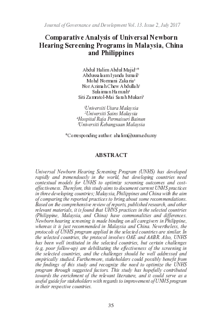 (PDF) Comparative analysis of universal newborn hearing screening ...