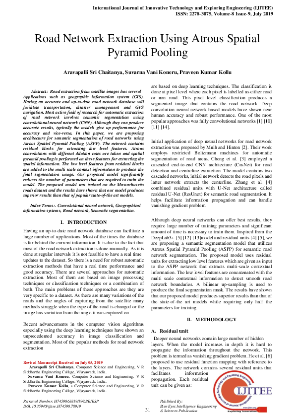 (PDF) Road Network Extraction Using Atrous Spatial Pyramid Pooling