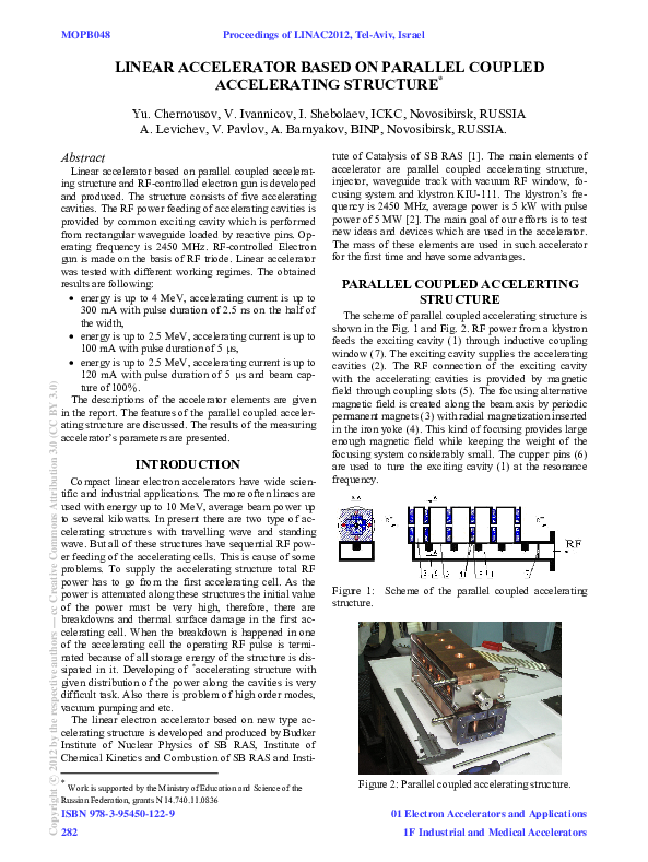 (PDF) Experience of Operation of the Electron Linear Accelerator Based ...