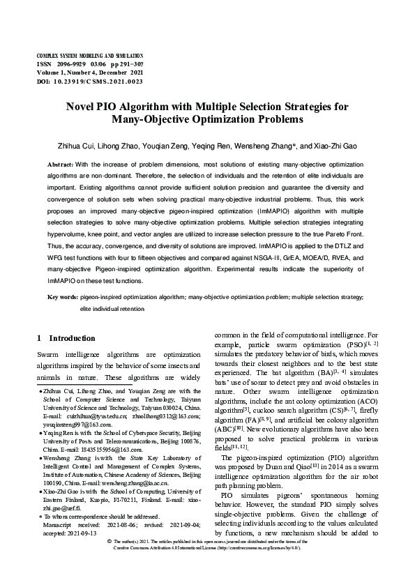 (PDF) Novel PIO Algorithm with Multiple Selection Strategies for Many ...