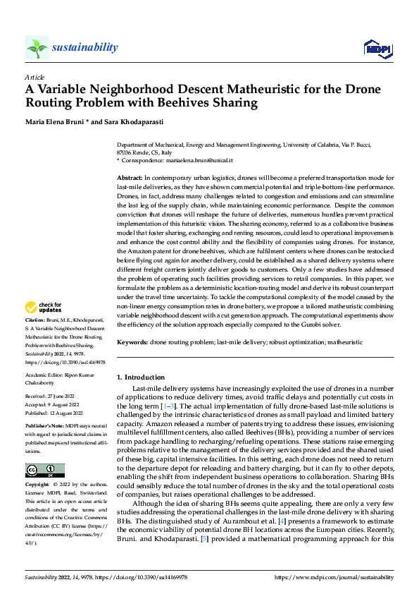 (PDF) A Variable Neighborhood Descent Matheuristic for the Drone ...