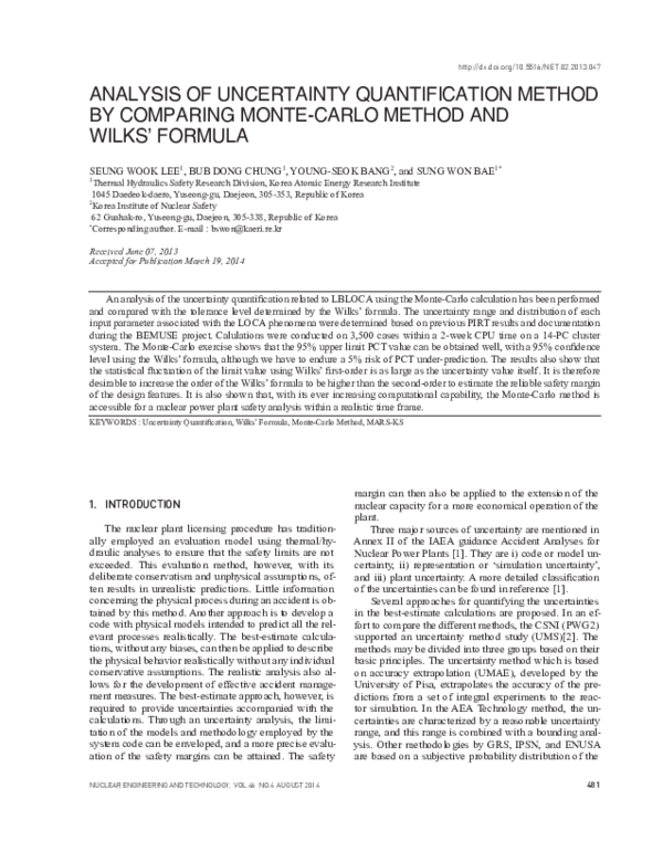 (PDF) Analysis of Uncertainty Quantification Method by Comparing Monte ...