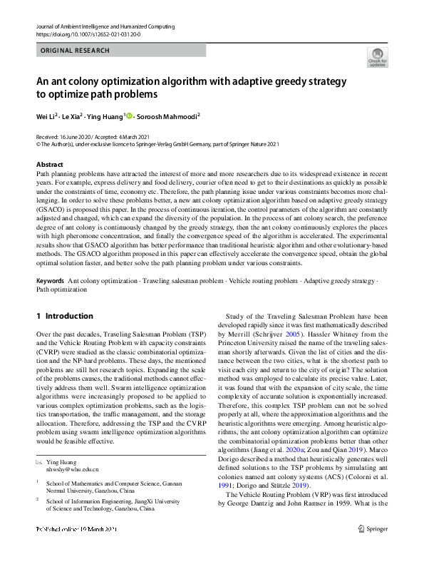 (PDF) An ant colony optimization algorithm with adaptive greedy ...