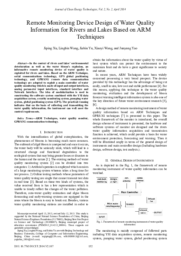 (PDF) Remote Monitoring Device Design of Water Quality Information for ...