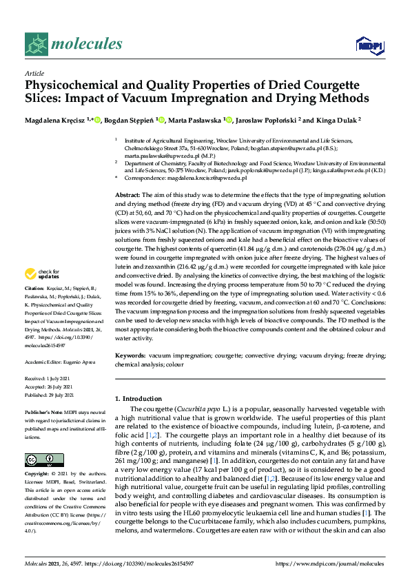 (PDF) Physicochemical and Quality Properties of Dried Courgette Slices ...