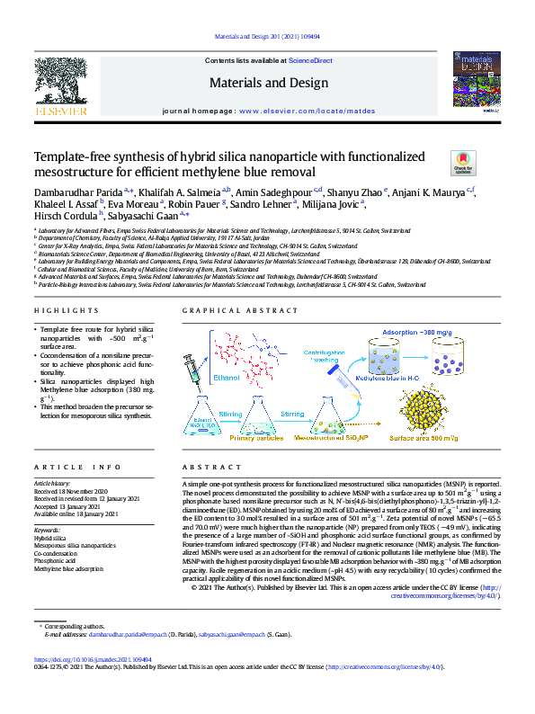 (PDF) Template-free synthesis of hybrid silica nanoparticle with ...